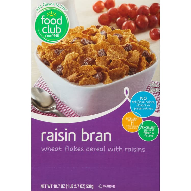 Food Club Raisin Bran Wheat Flakes Cereal With Raisins