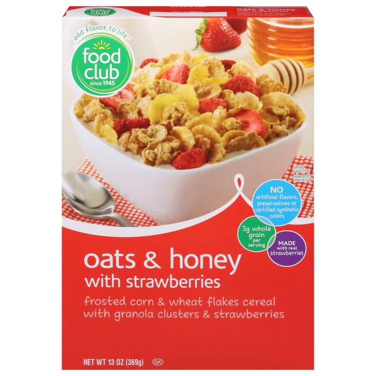 Food Club, Cereal, Oats & Honey With Strawberries