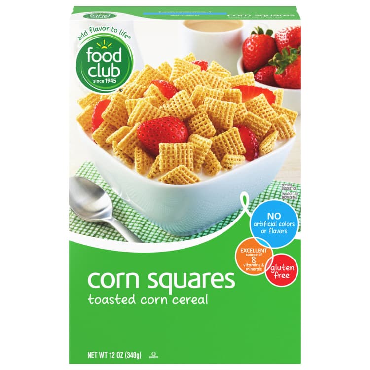 Food Club Corn Squares Toasted Corn Cereal