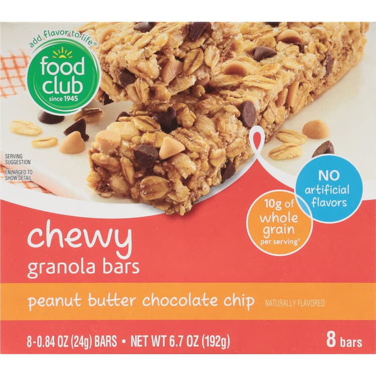 Food Club Peanut Butter Chocolate Chip Chewy Granola Bars