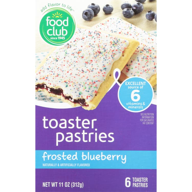 Food Club Toaster Pastries, Frosted Blueberry