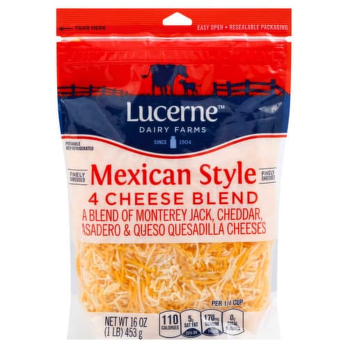 Lucerne Finely Shredded Mexican Style 4 Cheese Blend