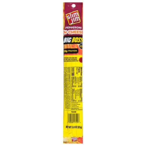 Slim Jim Big Boss Size Pepperoni 'N Cheese Stick, Meat Snacks