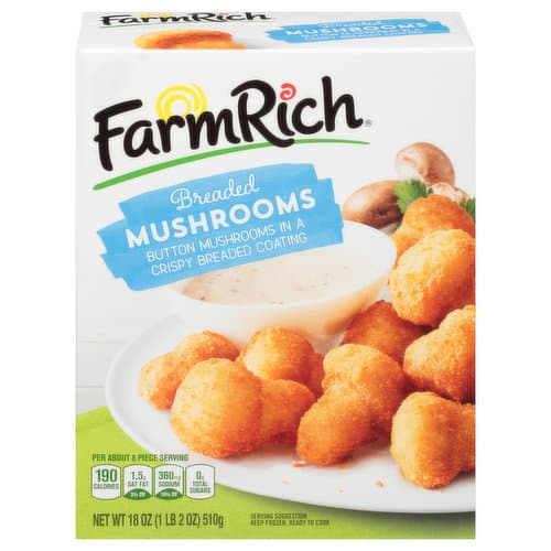 Farm Rich Breaded Mushrooms In A Crispy Breaded Coating