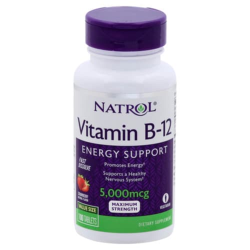 Natrol Vitamin B-12 5,000Mcg Strawberry Flavored Tablets, Value Size