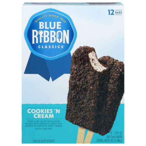 Blue Ribbon Classic Cookies And Cream Ice Cream Bars