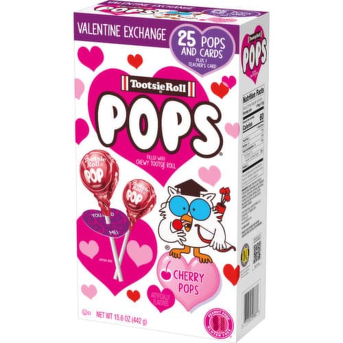 Tootsie Roll Pops Valentine Exchanges With Heart Card For