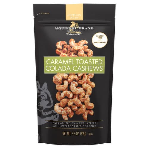Squirrel Brand Artisan Nuts Cashews Colada Caramel Toasted