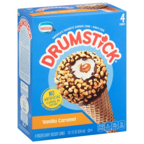 Drumstick Dairy Dessert Cones Vanilla Caramel 4 Cones