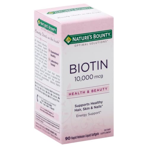 Nature'S Bounty Optimal Solutions Biotin 10,000 Mcg Softgels