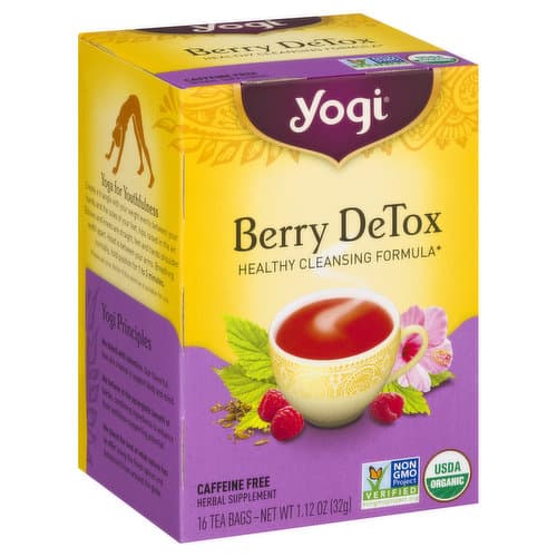 Yogi Non-Gmo Caffeine Free Organic Detox Herbal Tea Berry