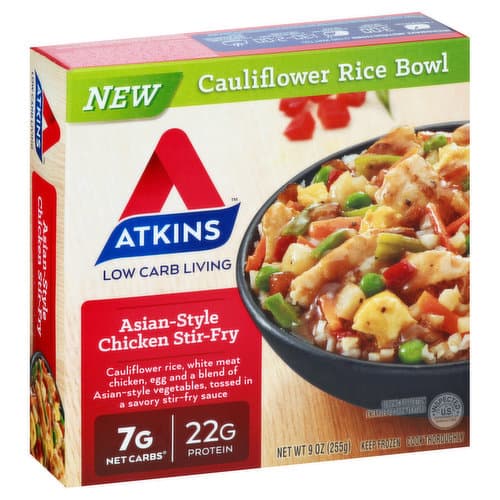 Atkins Cauliflower Rice Bowl Asian-Style Chicken Stir-Fry