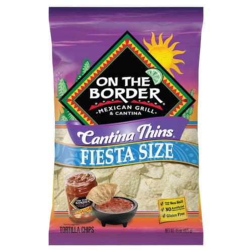 On The Border Cantina Thins Fiesta Size Tortilla Chips
