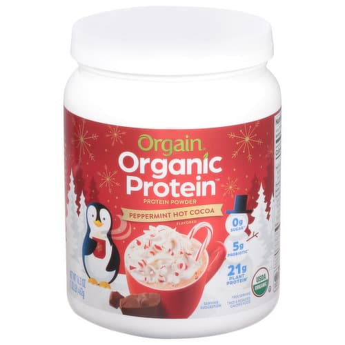 Orgain Organic Protein Peppermint Hot Cocoa Flavored Protein Powder