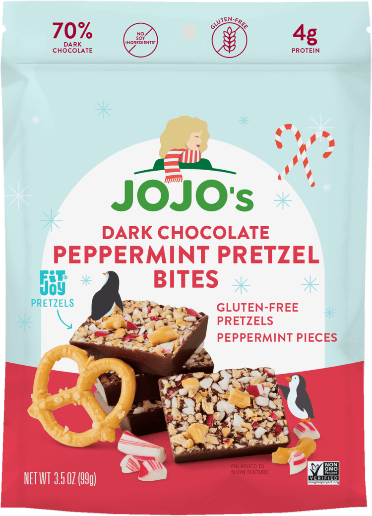 Jojo'S Dark Chocolate Peppermint Pretzel Bites