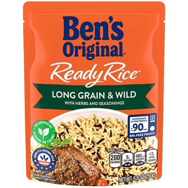 Ben's Original Ready Rice Easy Dinner Side Long Grain & Wild Flavored Rice Pouch