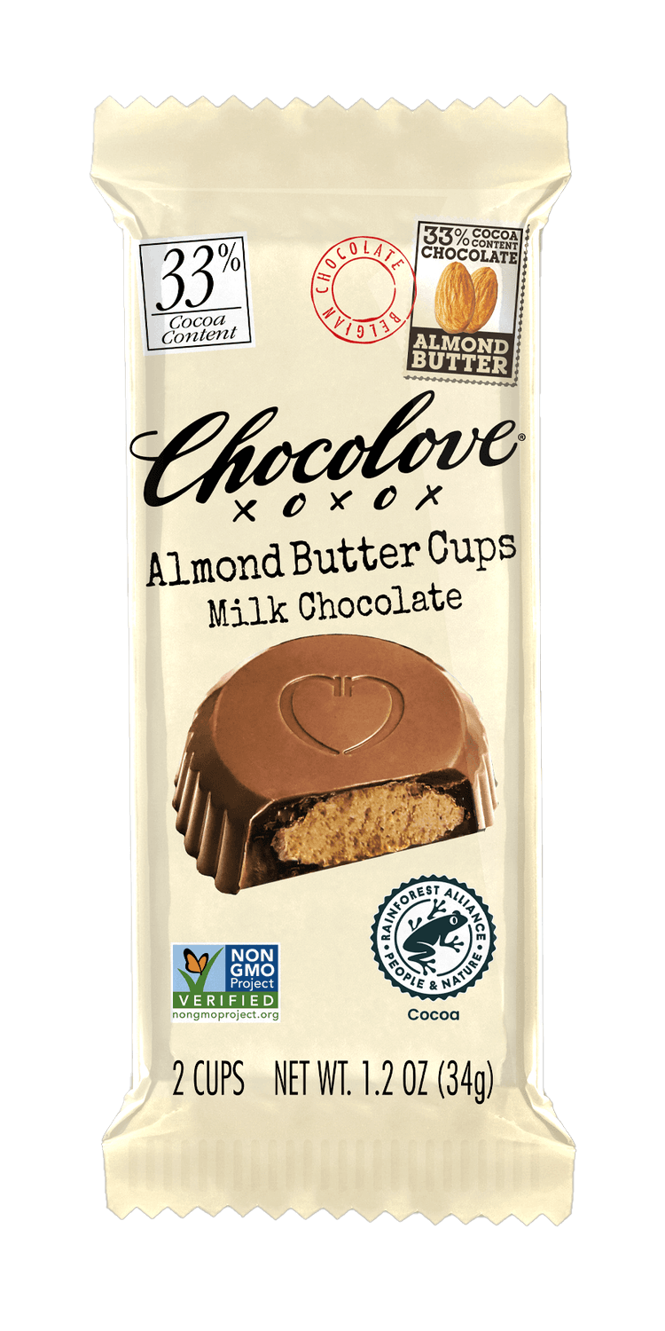Chocolove Milk Chocolate, Almond Butter Cups, 33% Cocoa