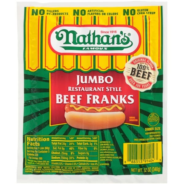 Nathan's Famous Jumbo Restaurant Style Beef Franks