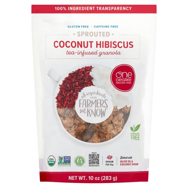 One Degree Organic Foods Gluten Free Tea Infused Granola Sprouted Coconut Hibiscus