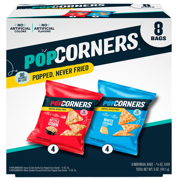 Popcorners Sweet & Salty Kettle Corn Popped-Corn Snacks & White Cheddar Flavored Popped-Corn Snacks