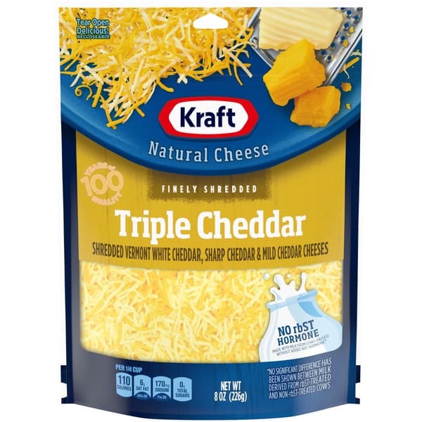 Kraft Natural Cheese Finely Shredded Triple Cheddar