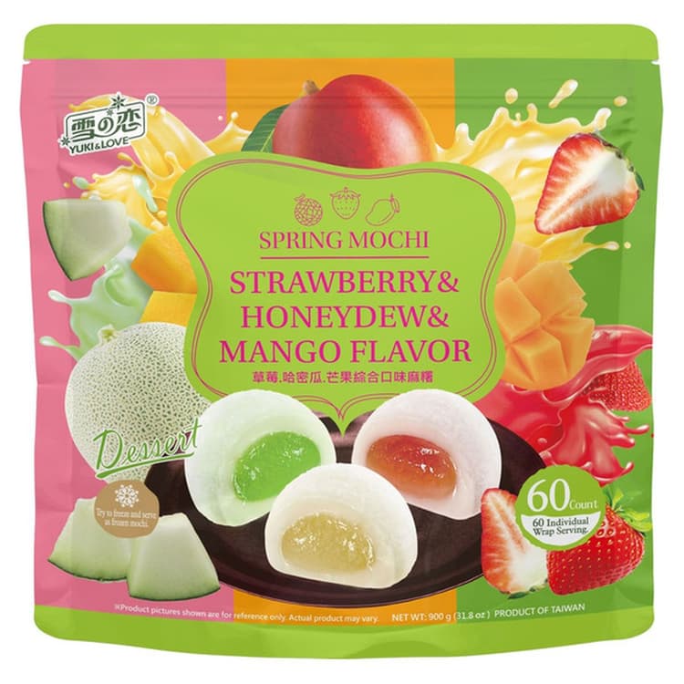 Yuki & Love Spring Mochi Variety Strawberry & Honeydew & Mango Flavor