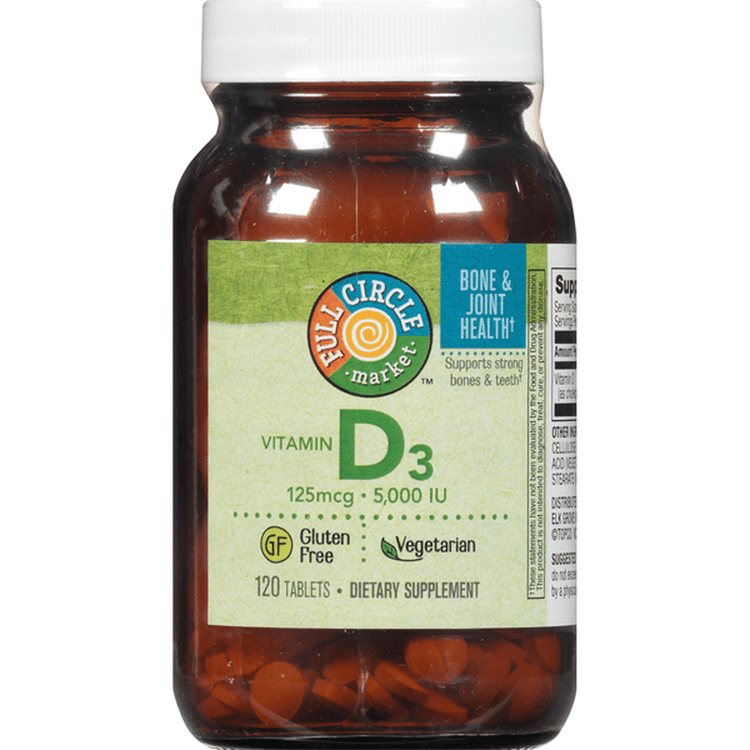 Full Circle Market Vitamin D3 12Mcg 5,000 Iu Bone & Joint Health Dietary Supplement