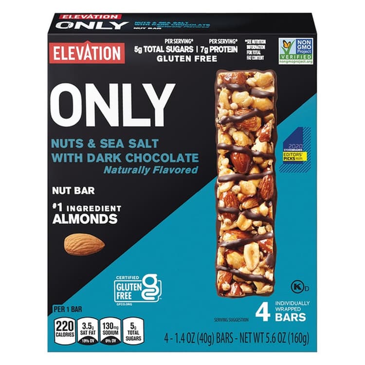 Elevation Only Nuts & Sea Salt With Dark Chocolate Bars