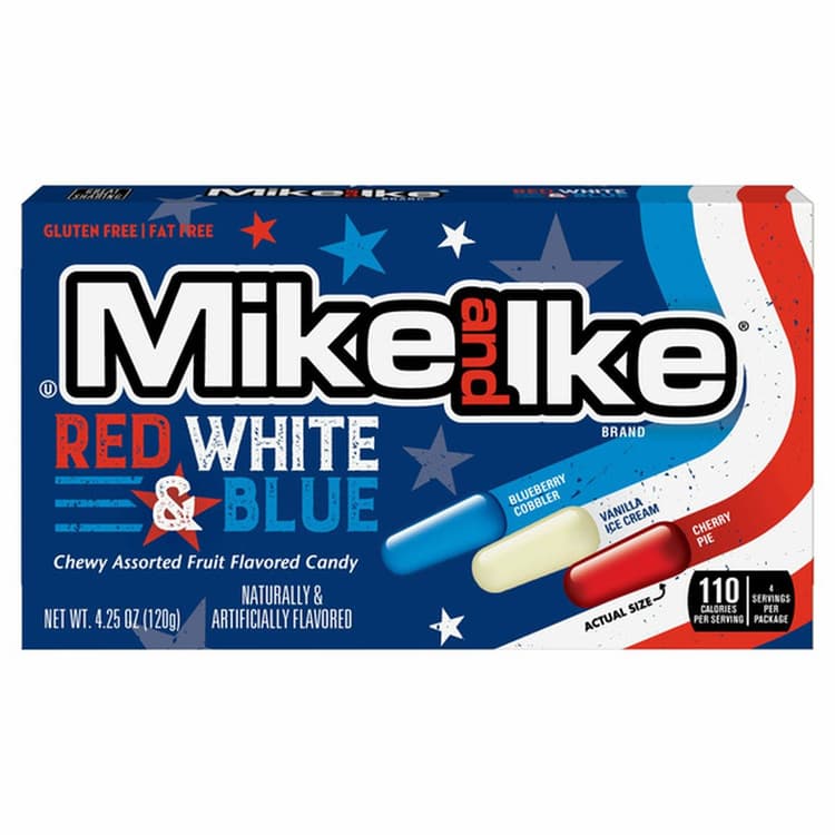 Mike And Ike Red White & Blue Chewy Assorted Fruit Flavored Candy