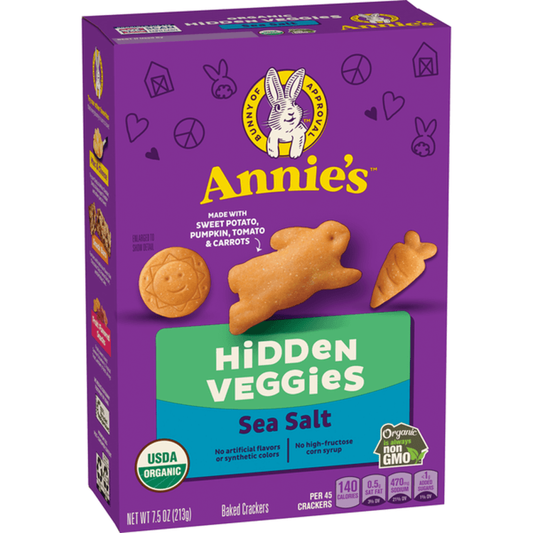 Annie'S Homegrown Annie'S Organic, Hidden Veggie, Sea Salty Crackers