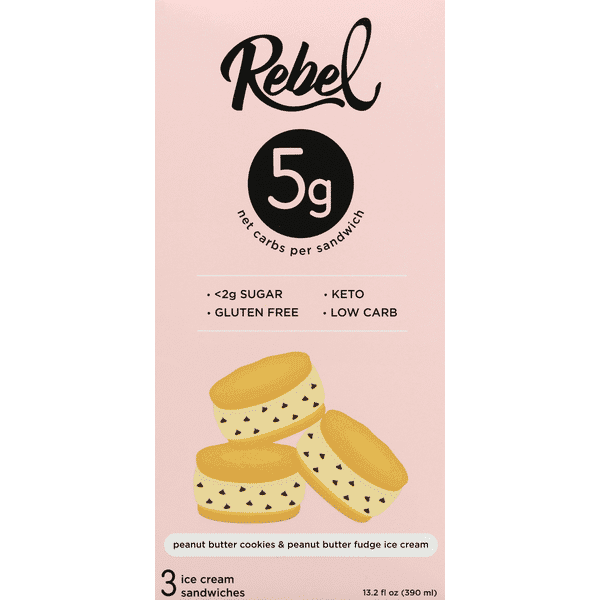 Rebel Peanut Butter Cookies & Peanut Butter Fudge Ice Cream Sandwiches