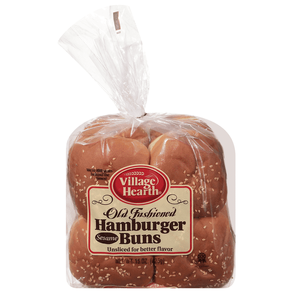 Village Hearth Old Fashioned Hamburger Sesame Buns