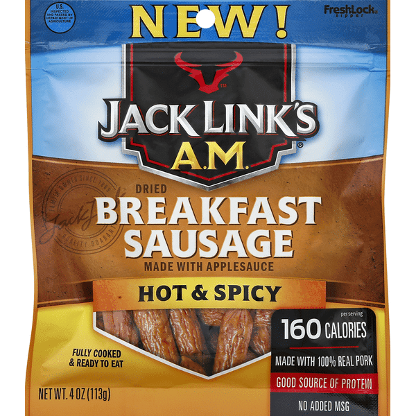 Jack Link'S A.M. Breakfast Sausage, Hot & Spicy, Dried