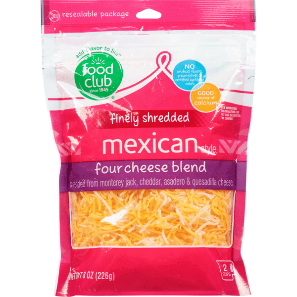 Food Club Mexican Style Four Cheese Blend Monterey Jack Cheddar