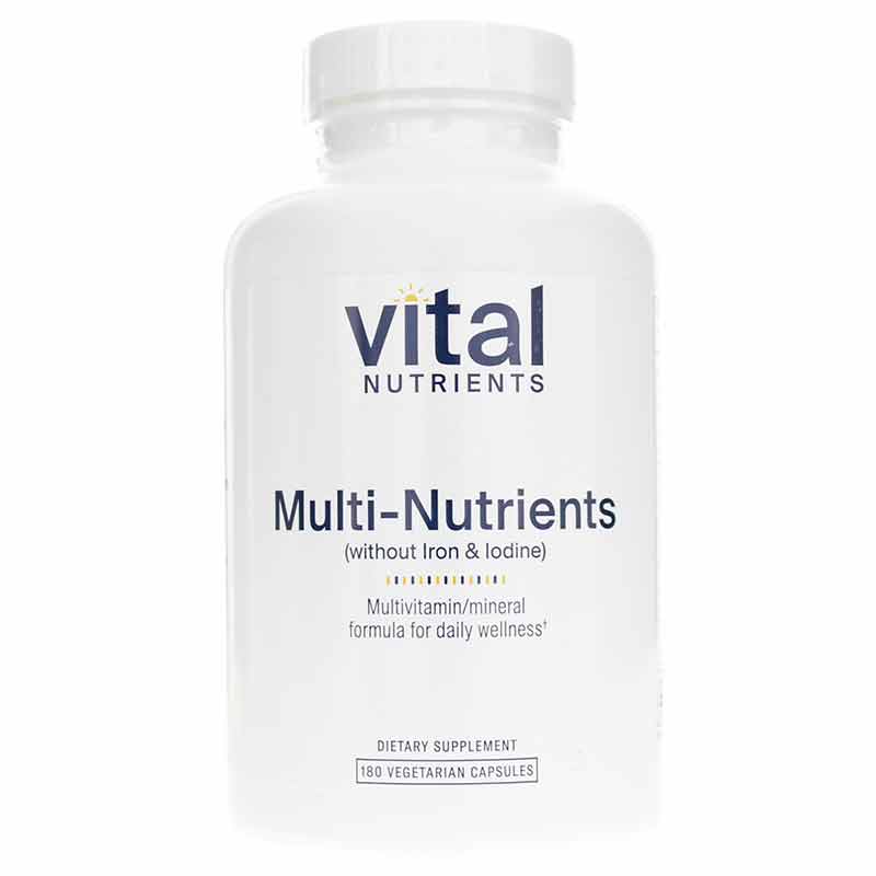 Vital Nutrients Multi-Nutrients (Without Iron & Iodine), 180 Capsules