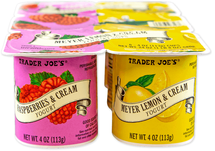 Trader Joe'S Raspberries & Cream, Meyer Lemon & Cream Yogurt