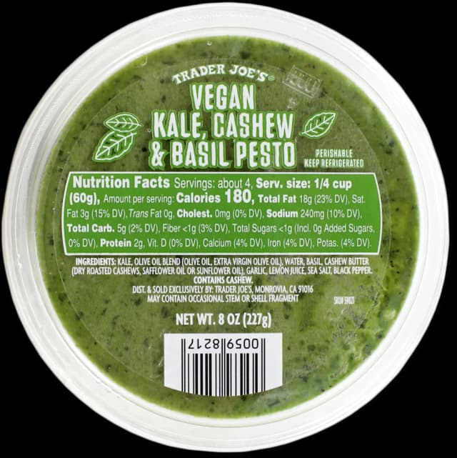 Is it Artificial Food Coloring Free? Trader Joe's Kale, Cashew & Basil Pesto