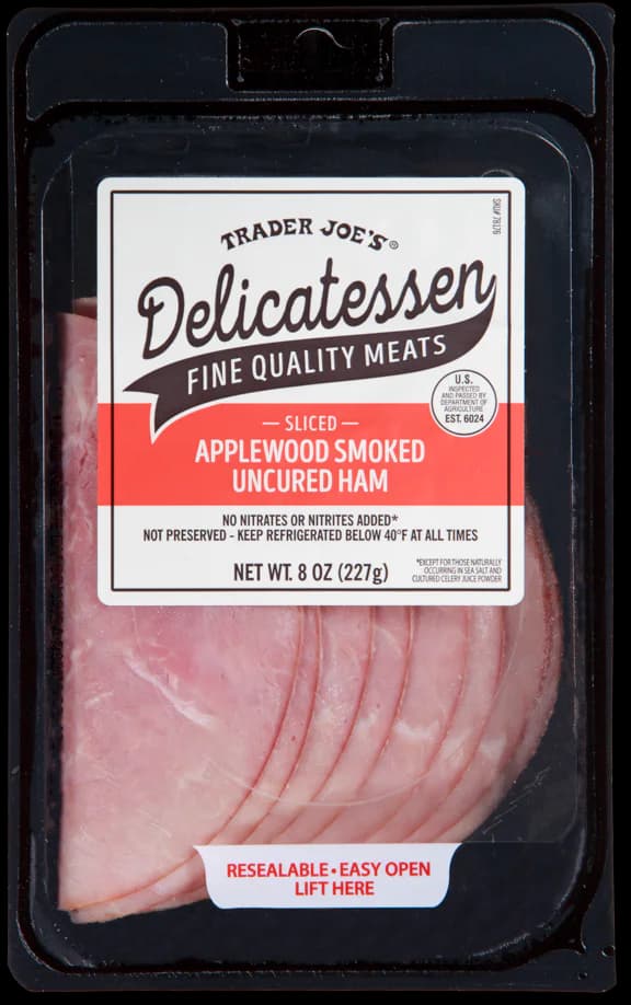 Trader Joe'S Delicatessen Fine Quality Meats Sliced Applewood Smoked Uncured Ham