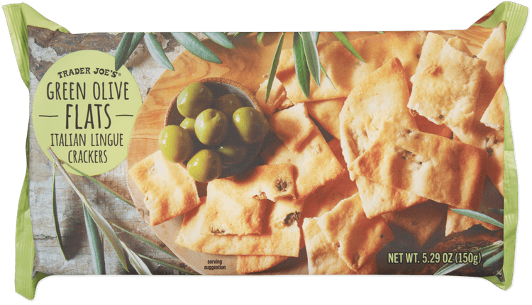 Trader Joe'S Green Olive -Flats- Italian Lingue Crackers