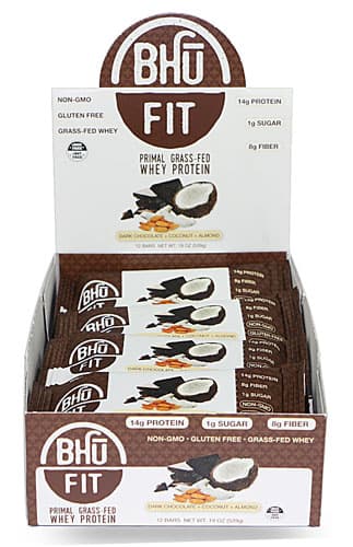 Bhu Primal Grass-Fed Whey Protein Bar Dark Chocolate+Coconut+Almond