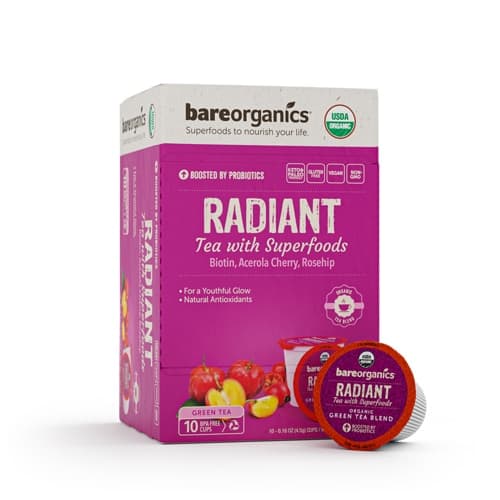 Bareorganics Beauty Tea With Superfoods Single Serve Cups Green Tea