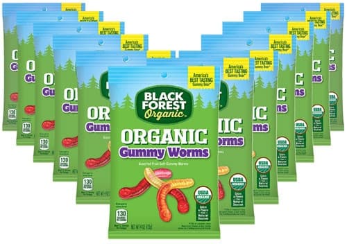 Black Forest Organic Gummy Worms Candy Gluten Free Assorted Fruit