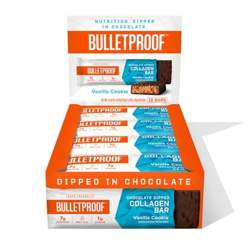 Bulletproof Chocolate Dipped Collagen Protein Bars Vanilla Cookie