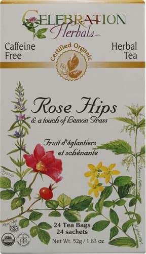 Celebration Herbals Organic Rose Hips With Lemongrass Tea Caffeine Free