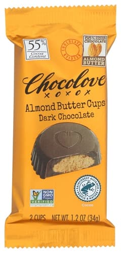 Chocolove Non-Gmo Almond Butter Cups Dark Chocolate 55%