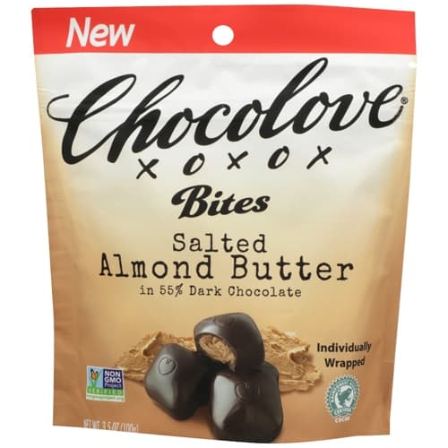 Chocolove Non-Gmo Salted Almond Butter Dark Chocolate Bites