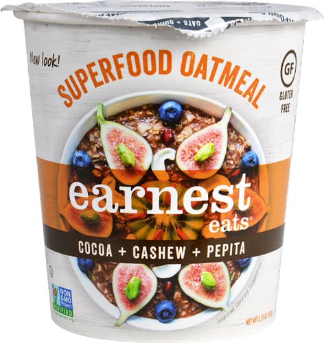 Earnest Eats Superfood Oatmeal Cup Gluten Free Cocoa Cashew Pepita