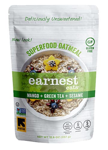 Earnest Eats Superfood Oatmeal Gluten Free Mango Green Tea Sesame