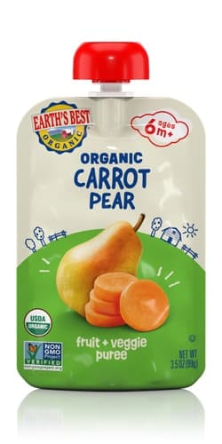 Earth'S Best Organic Carrot Pear Fruit + Veggie Puree