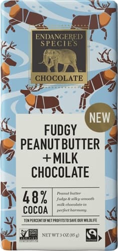 Endangered Species Caribou Chocolate Fudgy Peanut Butter Milk Chocolate Bar
